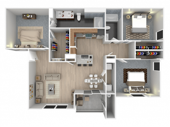 3 bed 2 bath floor plan  at Pinehurst Condominiums, Nevada