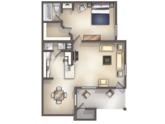 Floor Plan  The Spring Floor plan at Forest Lakes Apartment Homes, Oldsmar, FL, 34677
