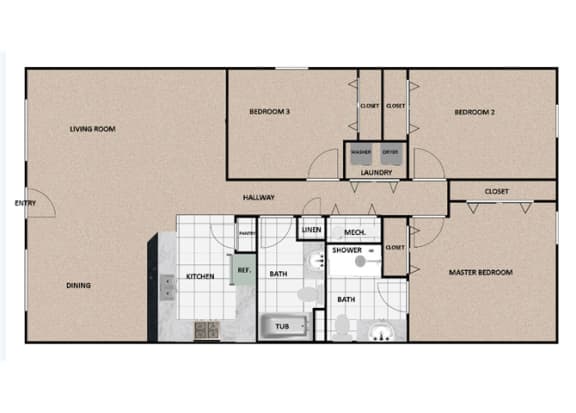 Floor Plan  TOWNHOME 1 Floor Plan at Ava Kay Townhomes, Florida, 32404