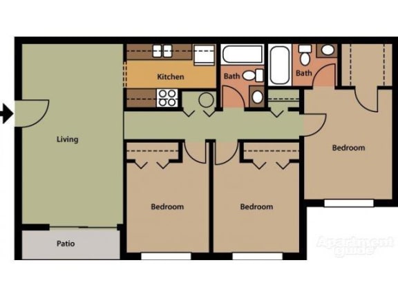 Woods Renovated FloorPlan at St. Andrews Palm Beach Apartments, Florida