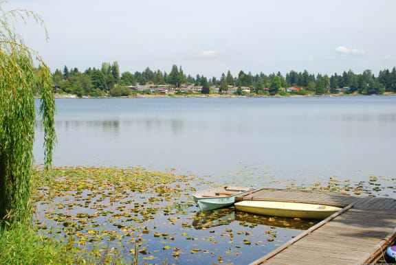 Lake view at Landing at Angle Lake Apartments, SeaTac, WA