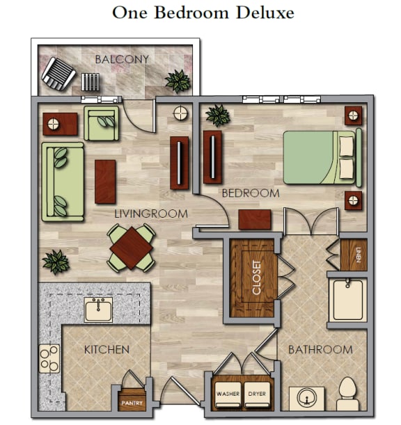 Floor Plan  One Bedroom Deluxe  at Aventine at Kessler Park, Dallas