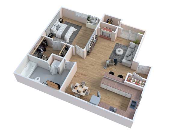 1 Bed Floorplan at Pacific Harbors Sunrise Apartments, Nevada