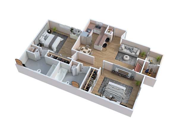 2 Bed Floorplan at Pacific Harbors Sunrise Apartments, Las Vegas, 89142