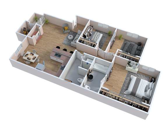 3 Bed Floorplan at Pacific Harbors Sunrise Apartments, Las Vegas, NV