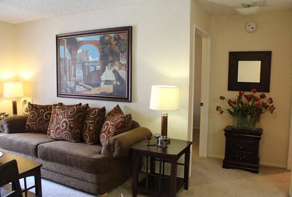 Living room at Parkside Senior Apartments, San Bernardino, CA