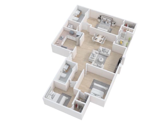a floor plan of a house showing the bedrooms and baths