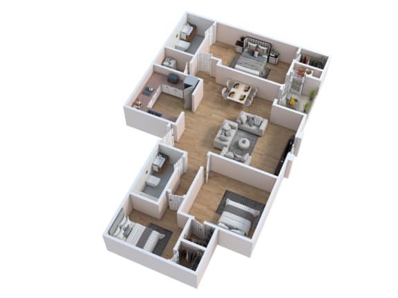 bedroom floor plan of a 2100 sq ft house