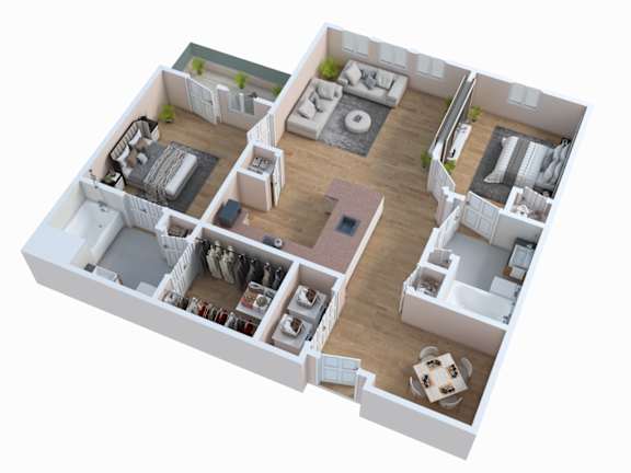 a floor plan of a home with a bedroom and a living room