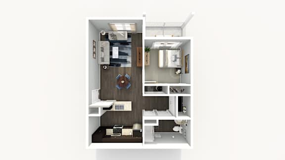 A small white room with a bed, a desk, and a shelf.