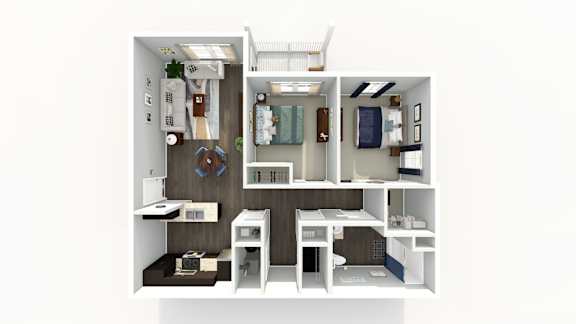 A white image of a dollhouse interior.