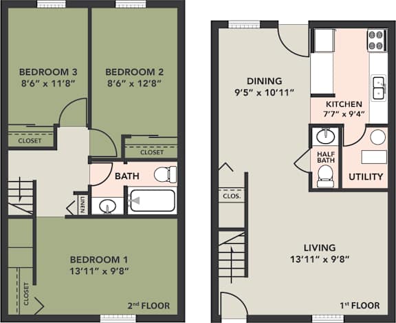 3 Bedroom, 1.5 Bath