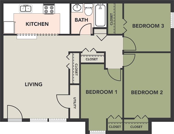 3 Bedroom, 1 Bath
