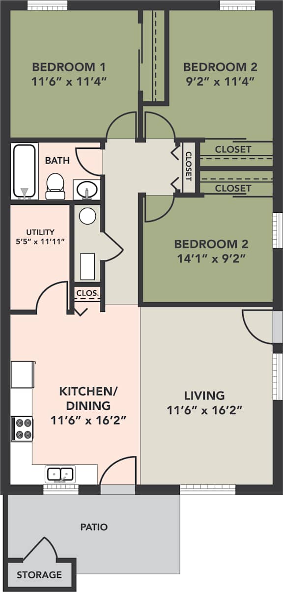 3 Bedroom, 1 Bath
