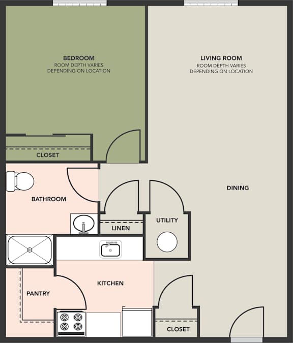 A diagram of a house layout with rooms labeled.