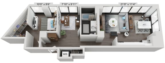 1 bedroom floor plan | The Montrose Apartments in Chicago, IL