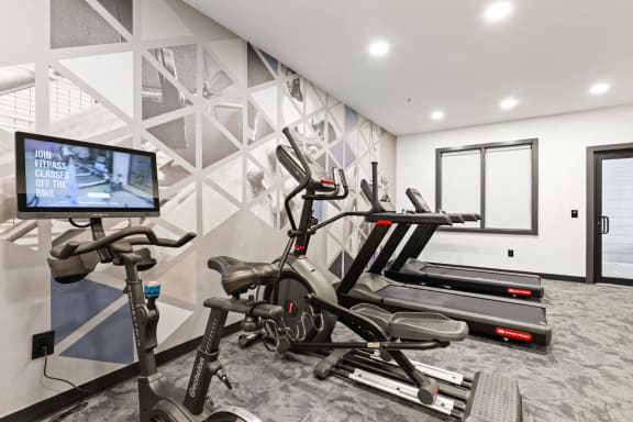 Cardio equipment in the Fitness Center at Switchback on Platte Apartments, Littleton, Colorado