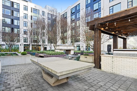 Outdoor Patio Area at The Parker Apartments in Portland, OR 97209