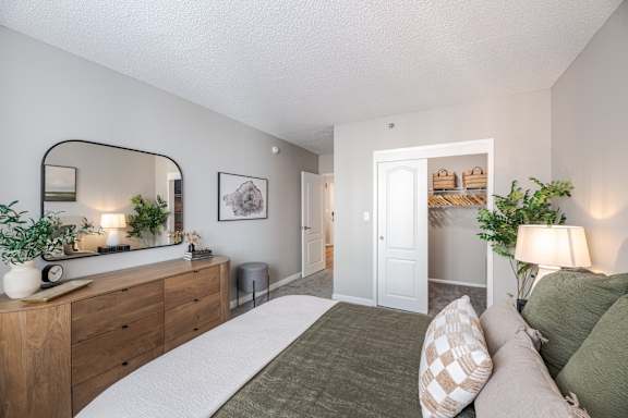 Relaxing bedroom space at 15 Bank Apartments in White Plains, NY 10606