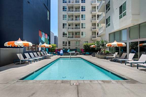 Resort Style Outdoor Pool at G12 Apartments in Los Angeles, CA 90015