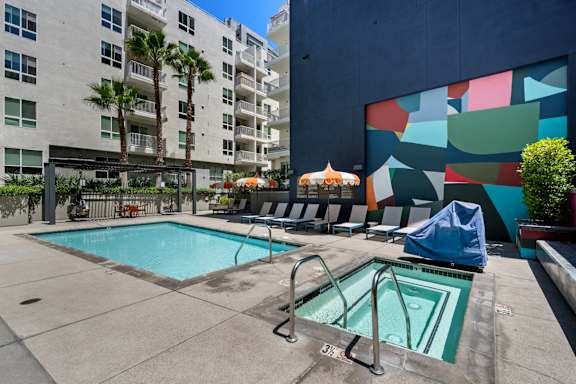 Resort Style Outdoor Pool at G12 Apartments in Los Angeles, CA 90015