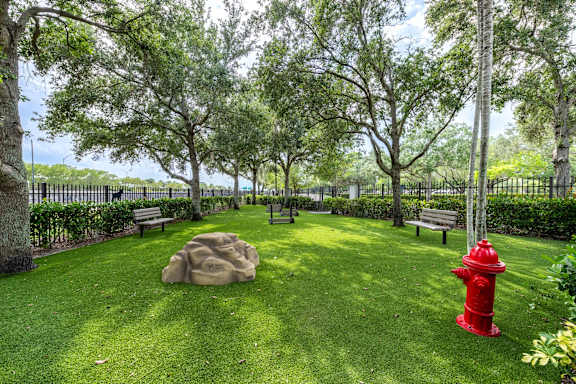 Onsite Dog Park and Play Area at One Plantation Apartments in Plantation, FL 33324