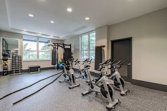 Luxury Fitness Center at One Plantation Apartments in Plantation, FL 33324