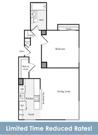 Floor Plan  A3 1 Bed 1 Bath FloorPlan | 659 Sq. Ft. at Skye Apartments, Seattle, WA 98121