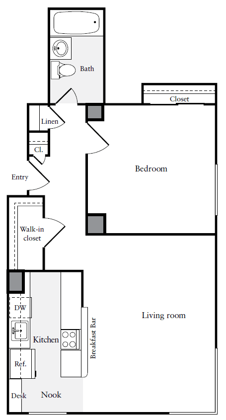 A3 1 Bed 1 Bath FloorPlan | 659 Sq. Ft. at Skye at Belltown Apartments, Seattle, WA 98121