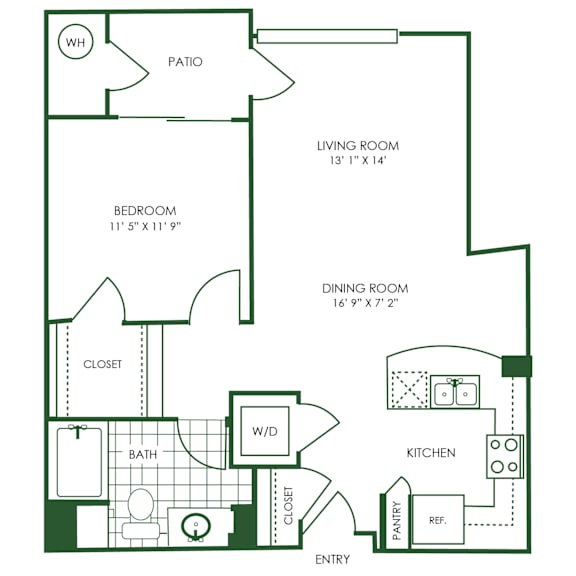 1 Bed  1 Bath Floor Plan | 812 Sq. Ft. at Sorrel at Warner Center, CA, 91367