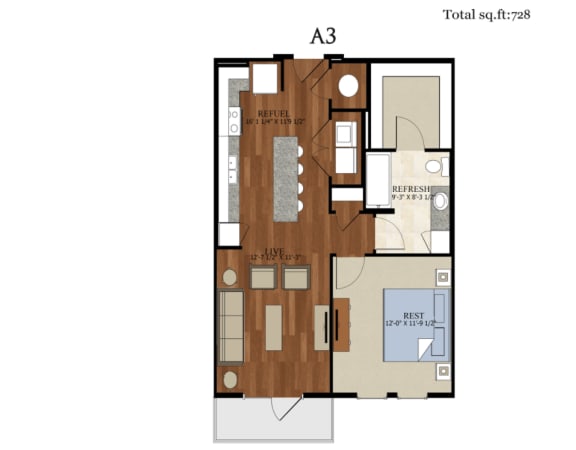A3 Floor Plan at Abstract at Design District, Texas
