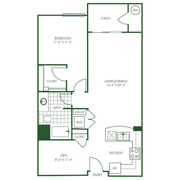 Floor Plan  1 Bed  1 Bath Floor Plan | 958 Sq. Ft. at Sorrel at Warner Center, Woodland Hills, California, 91367