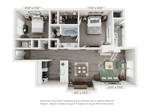 A floor plan of a house with a kitchen, living room, and bathroom.