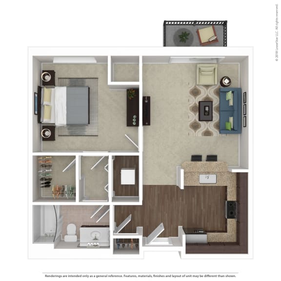 1 Bed 1 Bath Floor Plan | 783 Sq. Ft. at Avant at the Arboretum, Illinois