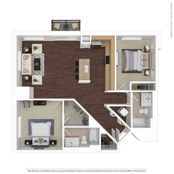 2 Bed 2 Bath Floor Plan | 1,289 Sq. Ft. at Avant at the Arboretum, Illinois, 60532