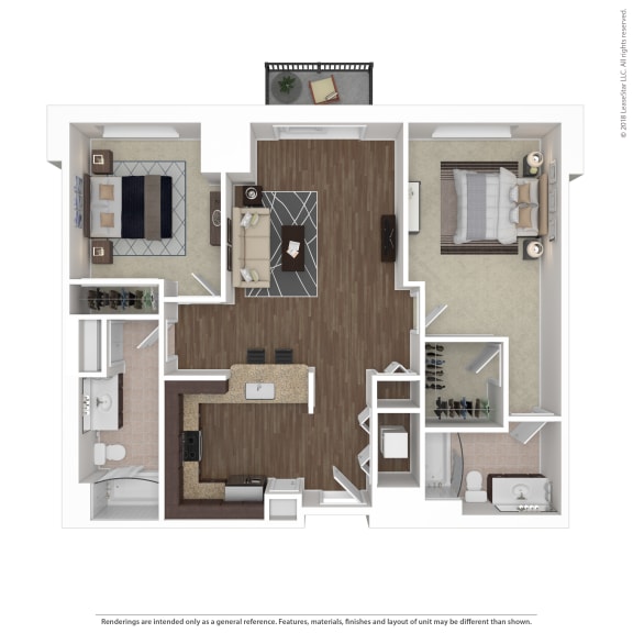 2 Bed 2 Bath Floor Plan | 1,152 Sq. Ft. at Avant at the Arboretum, Lisle