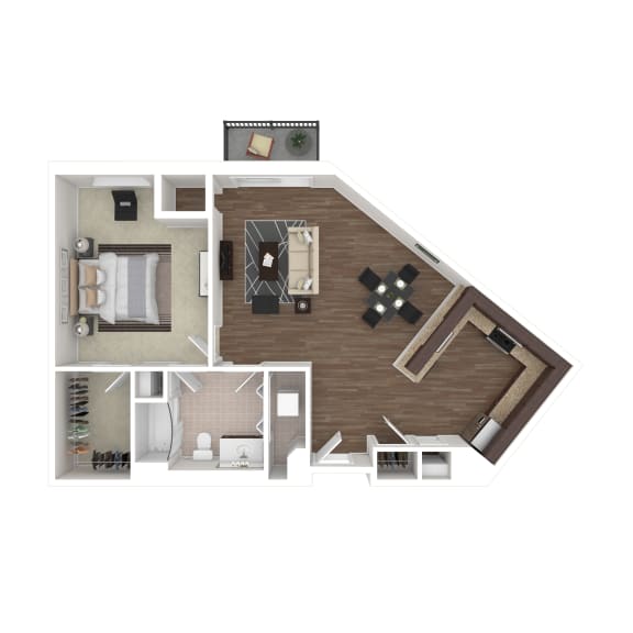 a1 floor plan  1 bedroom with 2 baths  1192 square feet at Avant at the Arboretum, IL 60532