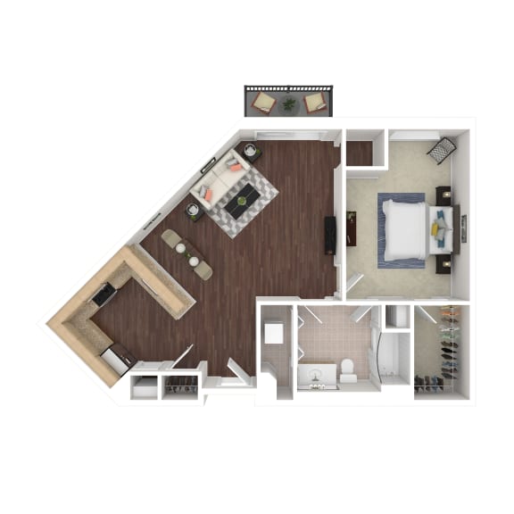 1 Bed 1 Bath Floor Plan | 900-941 Sq. Ft. at Avant at the Arboretum, Lisle, 60532