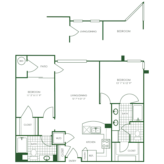 2 Bed 2 Bath Floor Plan | 1,202 Sq. Ft. at Sorrel at Warner Center, California, 91367