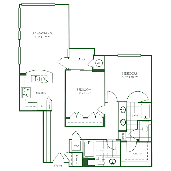 2 Bed 2 Bath Floor Plan | 1,351 Sq. Ft. at Sorrel at Warner Center, CA, 91367