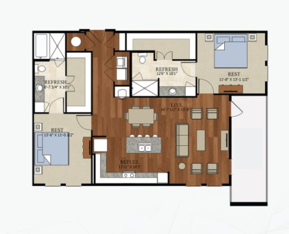 B3 Floor Plan at Abstract at Design District, Dallas, TX, 75207