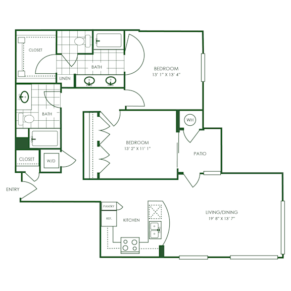 2 Bed 2 Bath Floor Plan | 1,303 Sq. Ft. at Sorrel at Warner Center, Woodland Hills, California