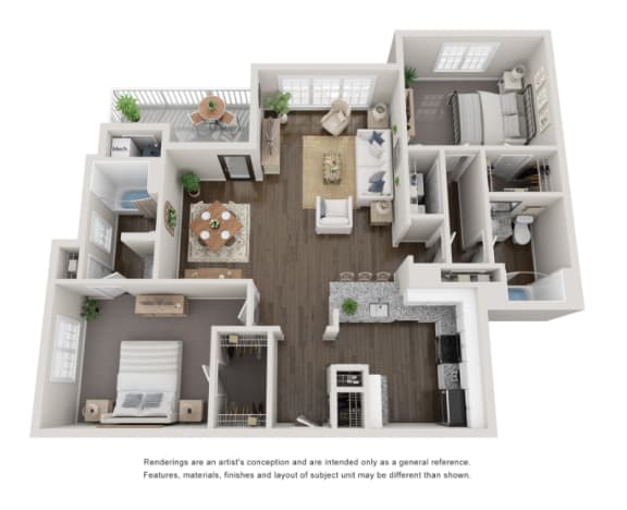 2 Bed 2 Bath Floor Plan | 1,186 Sq. Ft. at Willowest in Collier Hills, Atlanta