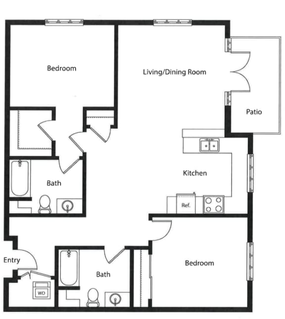 Brandy Alexander Floor Plan | 1,135 Sq. Ft. at Chase Knolls, Sherman Oaks, CA, 91423