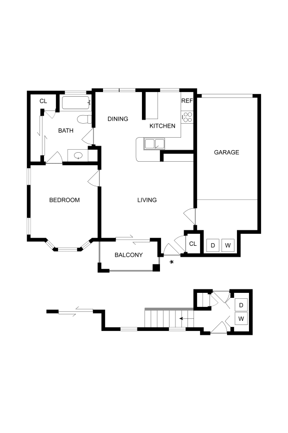 a floor plan of a home showing the bedrooms and the living room