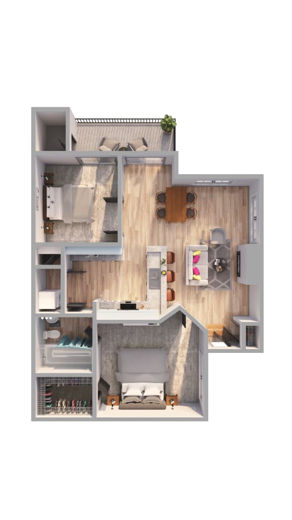 Bed 1 Bath Floor Plan | 810 Sq. Ft. at Ashford Belmar Apartments, Colorado, 80226