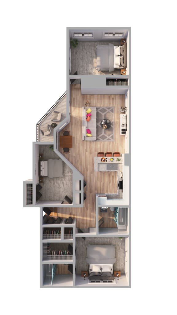 2 Bed  2 Bath  Floor Plan | 1,344 Sq. Ft. at Ashford Belmar Apartments, Lakewood, CO 80226