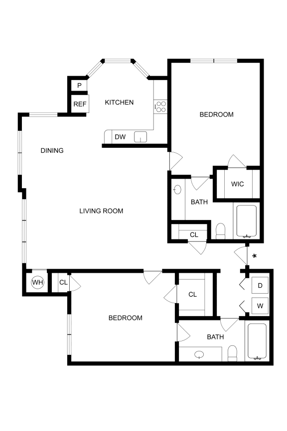 a floor plan of a house with bedrooms and a living room at The links at Plum Creek Apartments, Castlerock Colorado