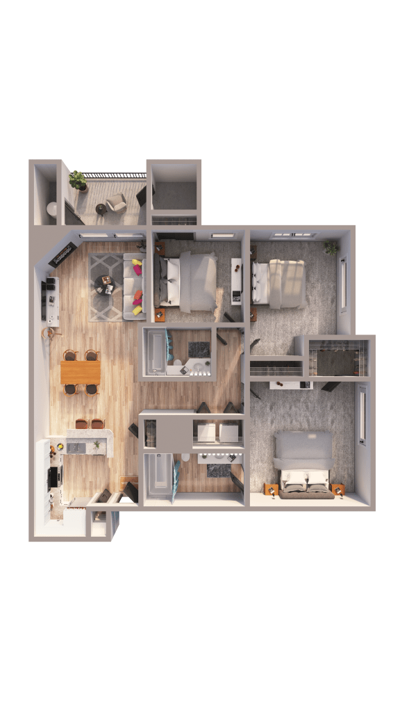 3 Bed 2 Bath Floor Plan with 1,189 Sq. Ft. at The links at Plum Creek Apartments, Castlerock CO