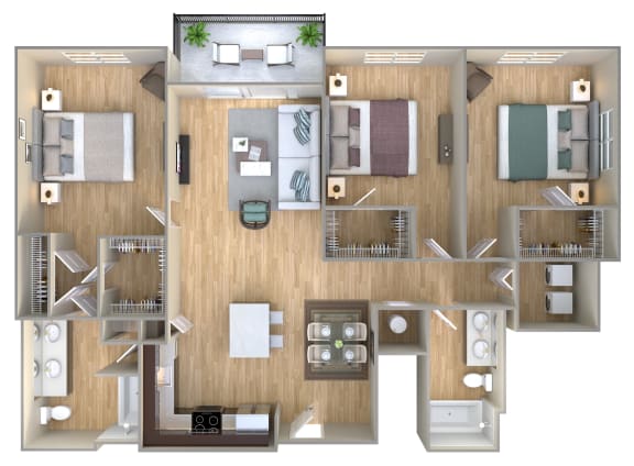 3 Bed 2 Bath Floor Plan | 1,330 Sq. Ft. at One Plantation in Florida 33324